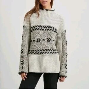 Rails Cream and Black Patterned Turtleneck Sweater